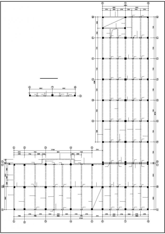 【温州】L形生产车间办公楼结构设计CAD施工图_图1