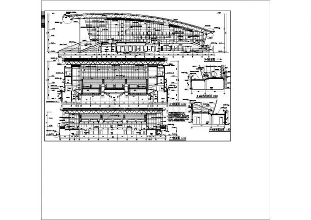 体育活动中心立面CAD建筑设计施工图-图二