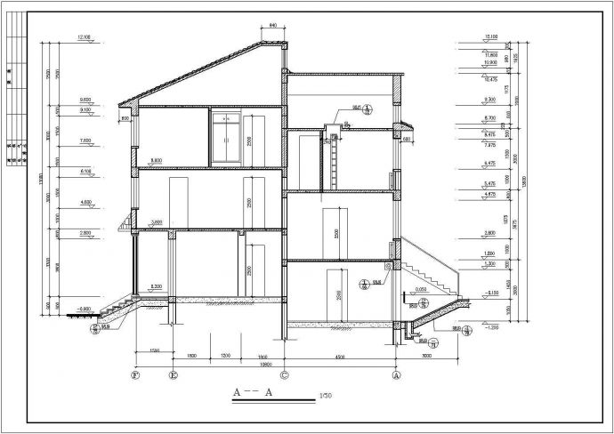 苏州某村镇250平米3层砖混结构欧式别墅全套建筑设计CAD图纸（含错层）_图1