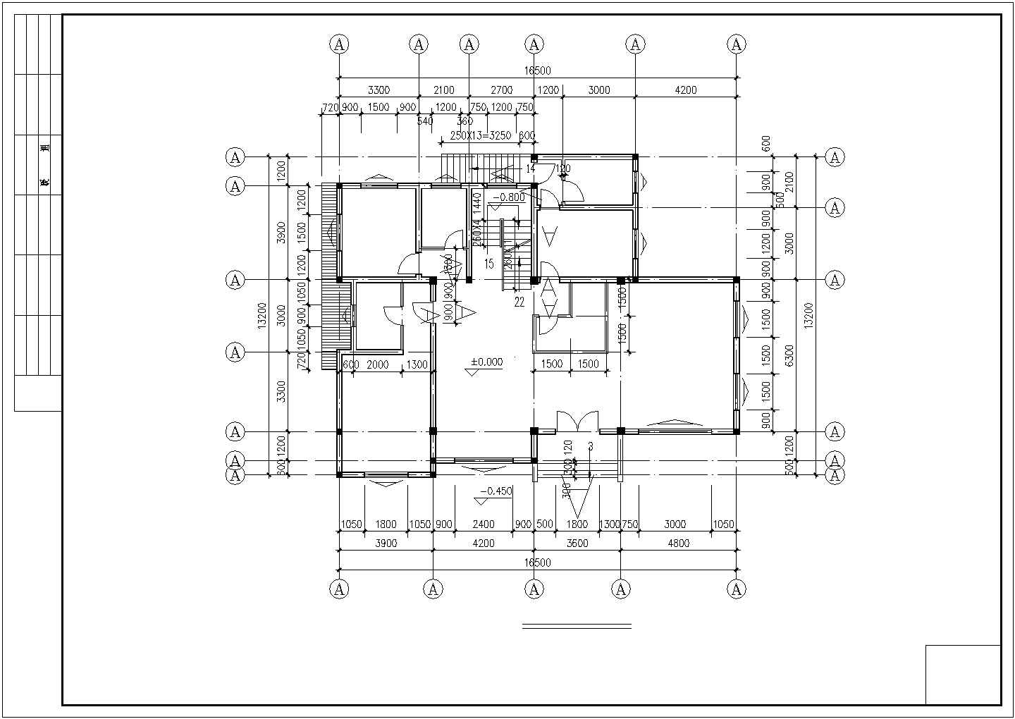芜湖市某度假村2层砖混结构简约型别墅建筑设计CAD图纸（含地下室）