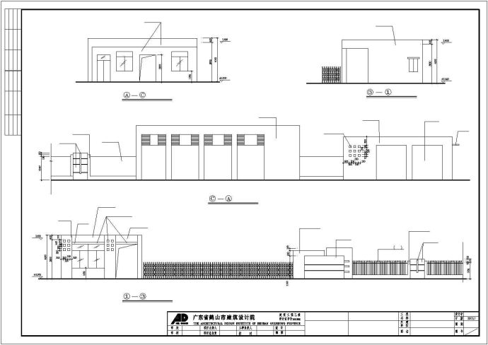 合肥某制衣厂车间+门卫全套建筑设计CAD图纸_图1