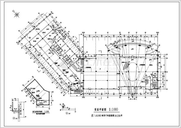 某地区V型小区会所建筑施工图-图一