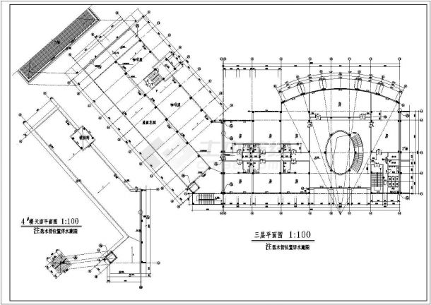 某地区V型小区会所建筑施工图-图二