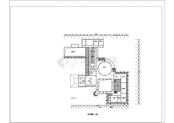 双层会所建筑施工剖面图CAD参考图-图一