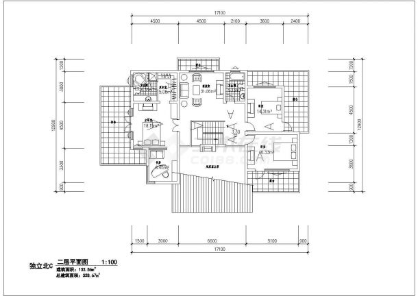 某独立北边别墅详细CAD设计完整大样施工图-图二