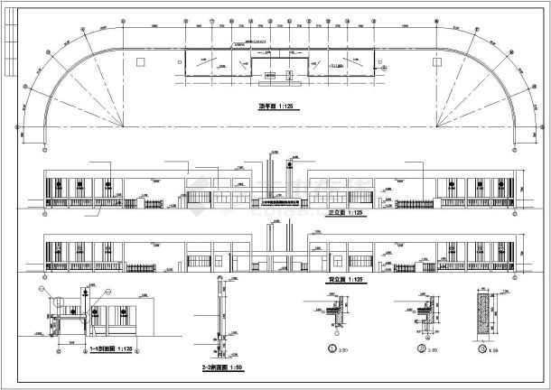 太仓市某制造公司148平米入口大门建筑设计CAD图纸-图二