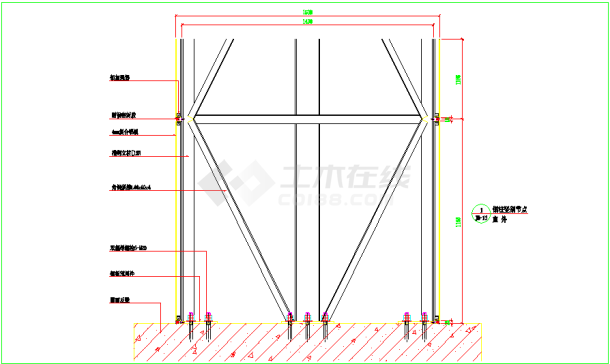 建筑外幕墙装修cad节点施工图纸-图二