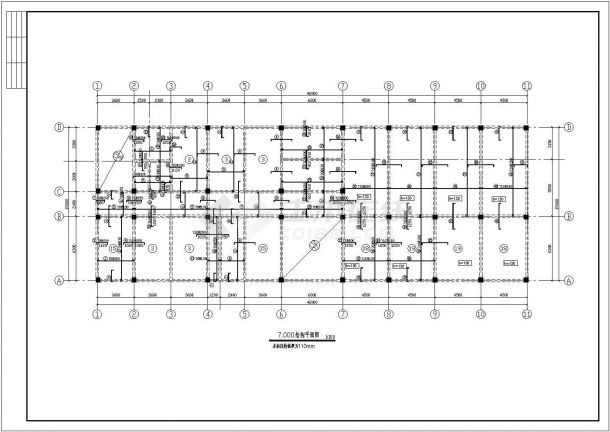 某地区3层独立基框架办公楼结构CAD设计施工图-图二