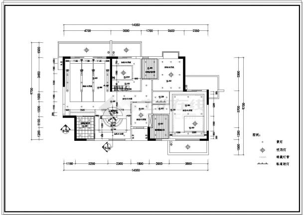 香蜜园三室样板房室内装饰工程设计cad施工图-图一