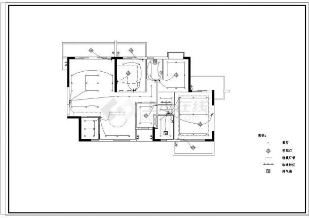 香蜜园三室样板房室内装饰工程设计cad施工图-图二