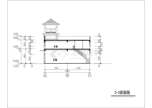 某地区商业步行街建筑设计CAD施工图-图二