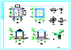 景观亭、长廊、围墙等建筑设计结构cad图-图一