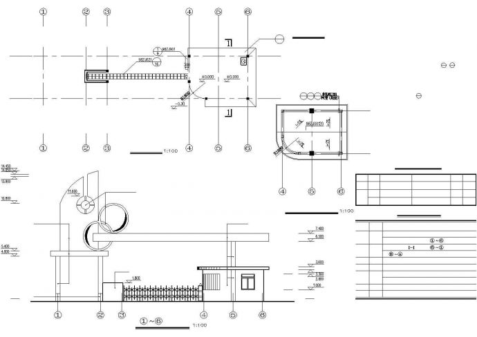 昆山市某大型医药公司厂区大门建筑设计CAD图纸_图1