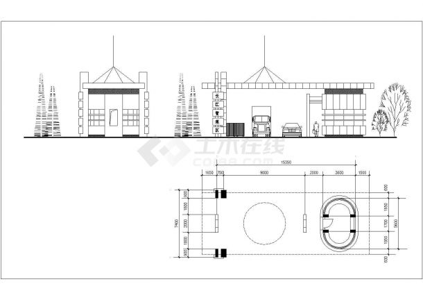 济南市某纺织厂厂区大门建筑设计CAD图纸-图一