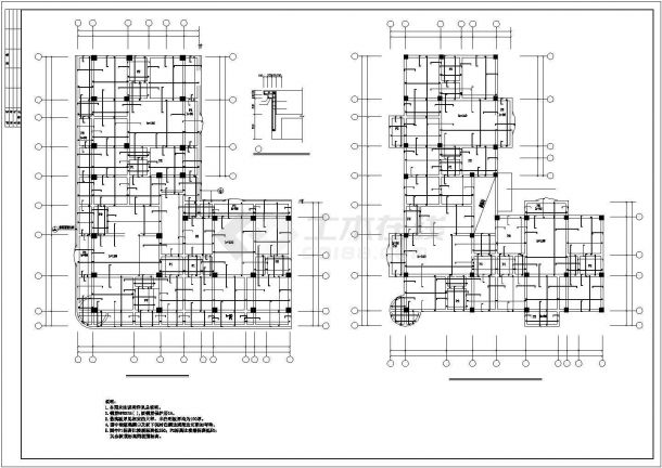 底层为商场的多层住宅楼建筑施工CAD图纸-图二