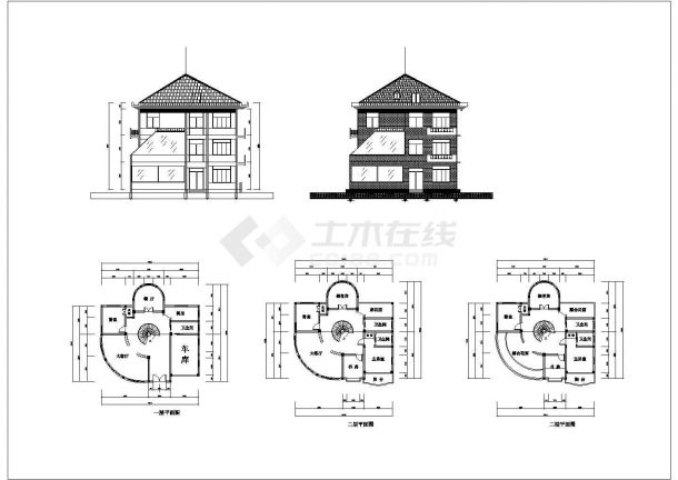 某现代风格设计CAD详细别墅方案施工图-图一
