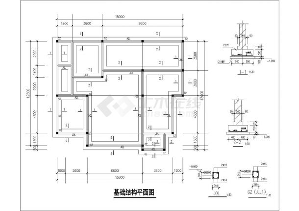 北京某老式风格别墅CAD大样构造完整图纸-图二