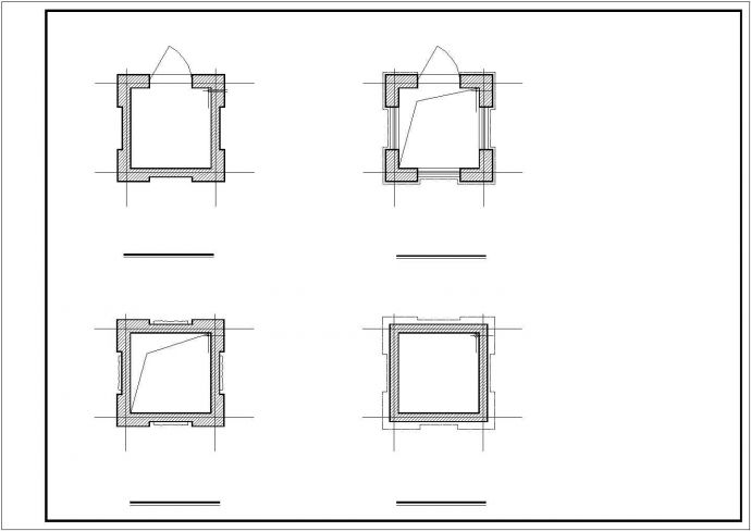 哈尔滨某高档居住区大门建筑设计CAD图纸_图1