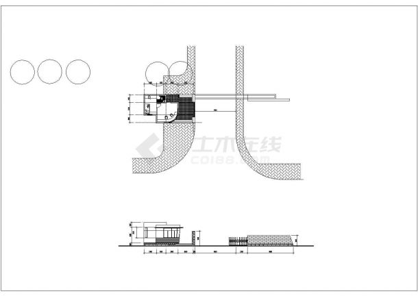 衡州市某职业技术学院校门建筑设计CAD图纸-图二