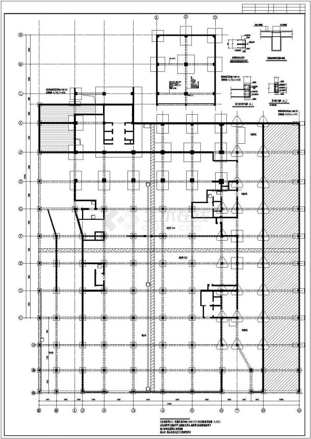2层地下室建筑结构cad设计施工图纸-图二