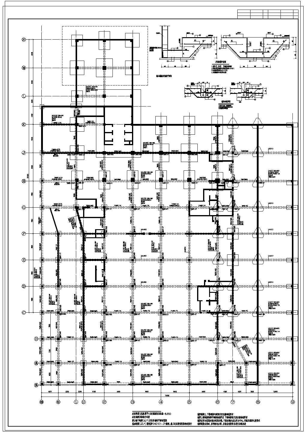 2层地下室建筑结构cad设计施工图纸