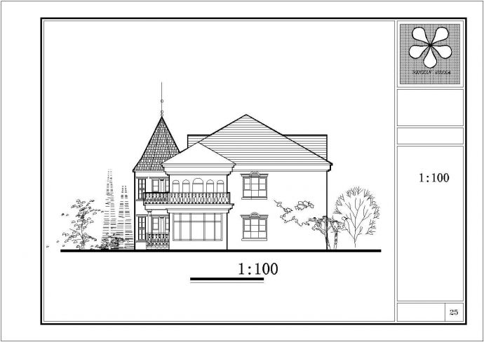 徐州市某村镇3层高档私人乡村别墅建筑设计CAD图纸（含庭院布置图）_图1