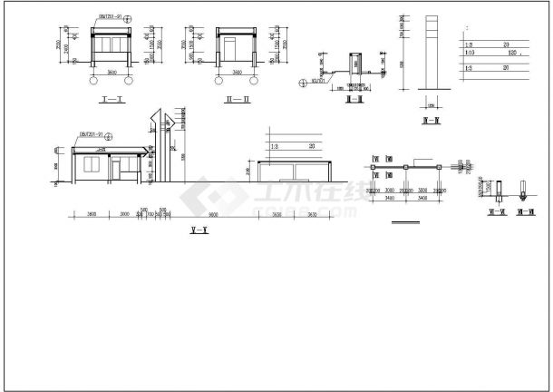 武汉市某大学附属中学校门建筑设计CAD图纸-图一