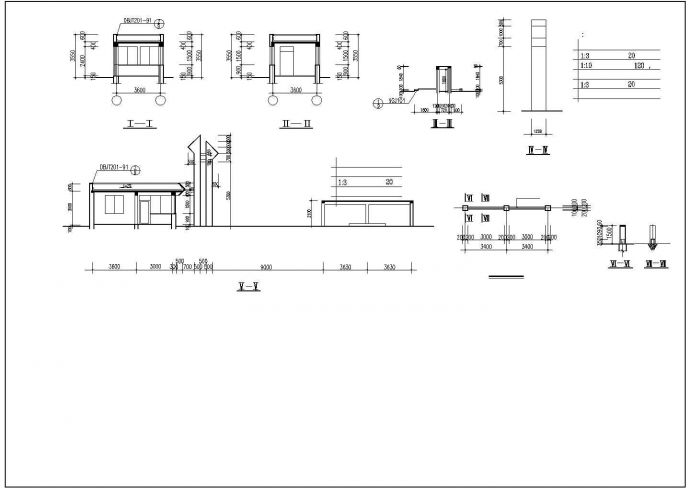武汉市某大学附属中学校门建筑设计CAD图纸_图1