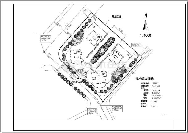 某地十八层电梯商住楼建筑设计图纸-图一