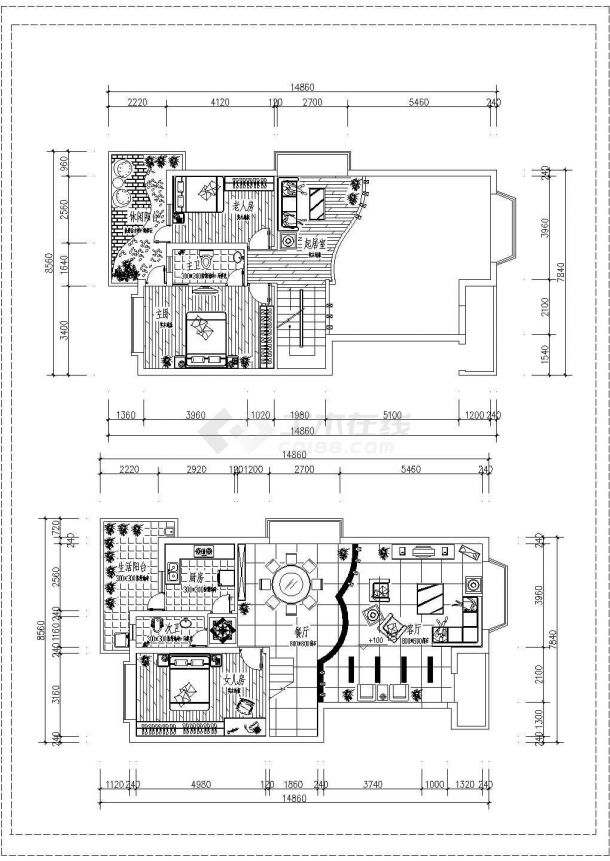 某枫林雅都别墅平面CAD建筑设计详细施工图-图一