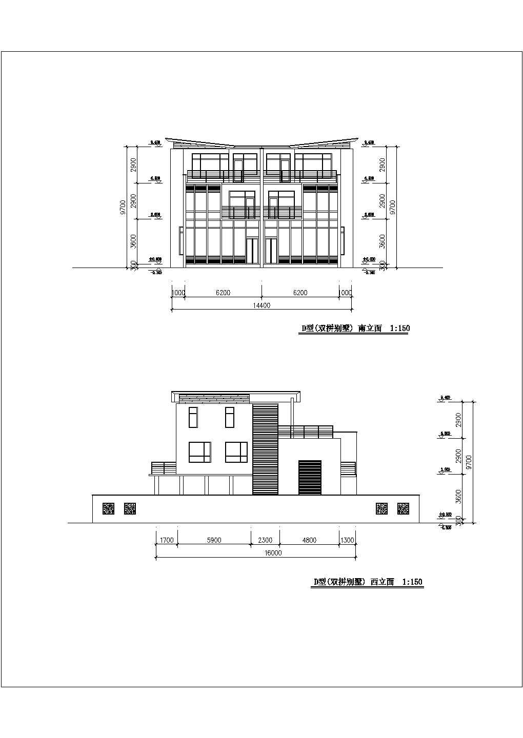 某广景山庄联体别墅CAD详细大样建筑施工平面图