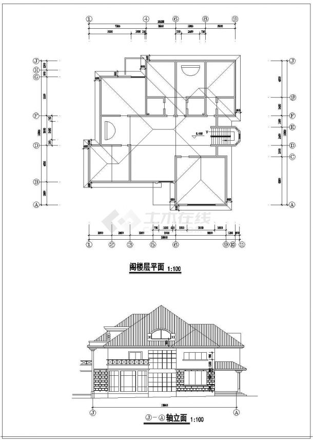 某大单体别墅CAD设计大样构造建筑施工图-图一