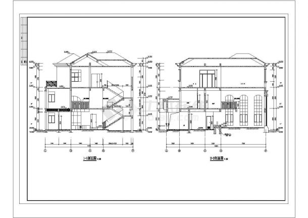 3层独栋别墅施工图设计cad-图二