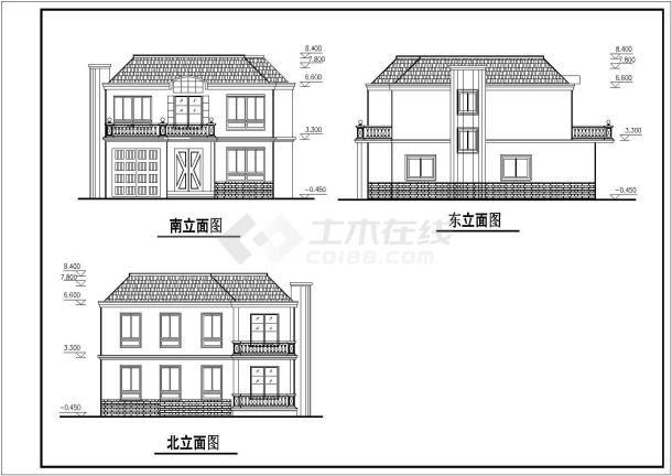 某德馨花园二层别墅CAD建筑设计施工平面图-图二