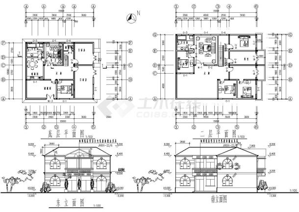 某安阳花苑两层别墅建筑CAD设计大样完整方案图-图一