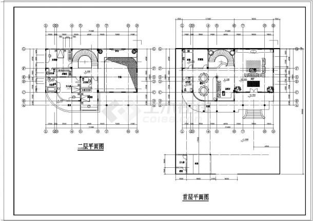 12个别墅建筑cad设计方案施工图-图一