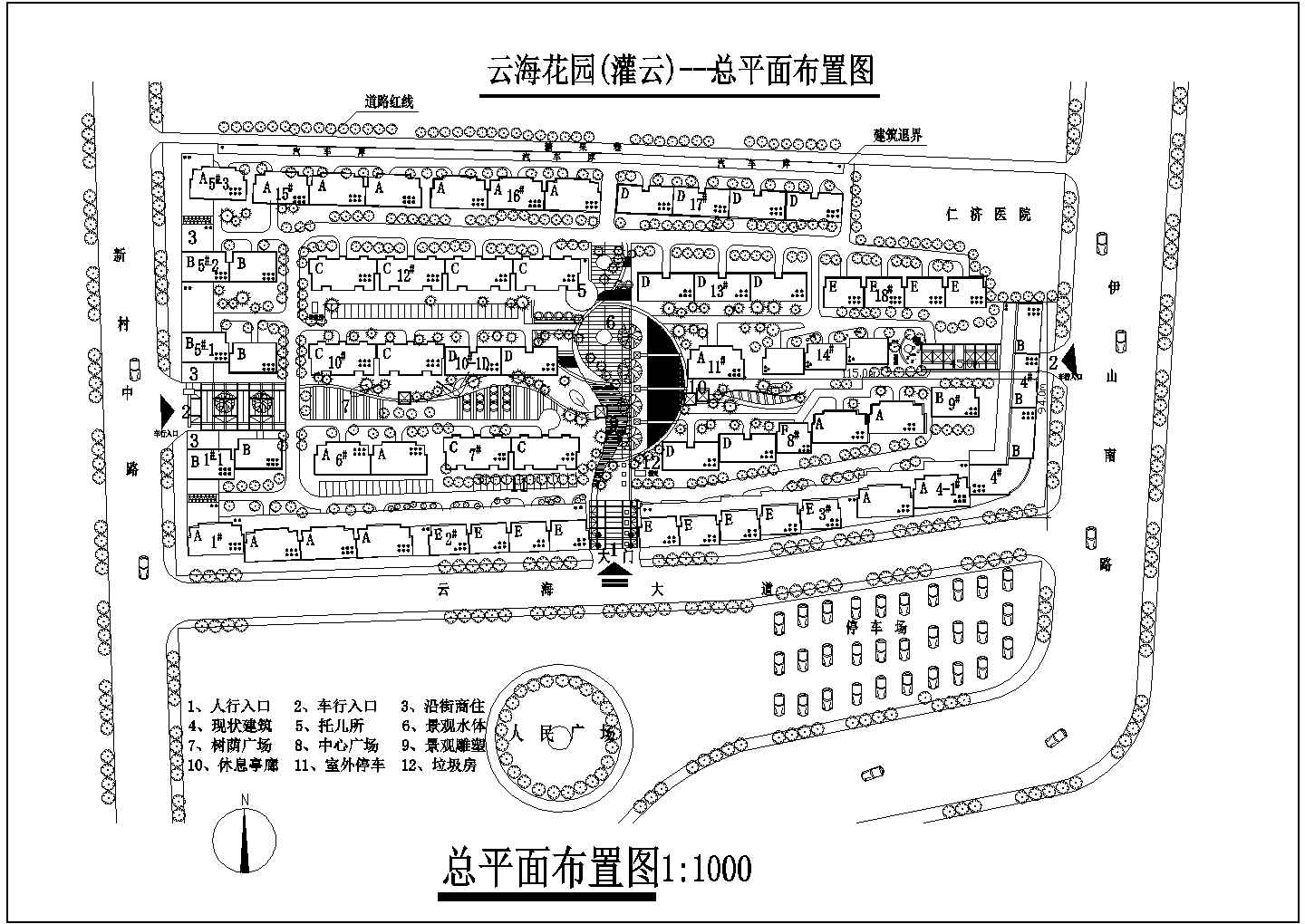 某花园住宅CAD详细构造大样完整总平面布置