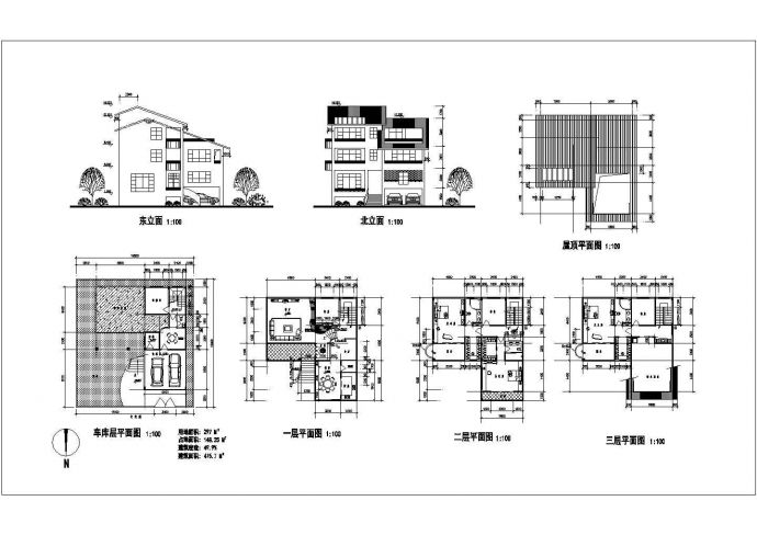 某南湾小区现代特色别墅CAD设计大样完整方案_图1