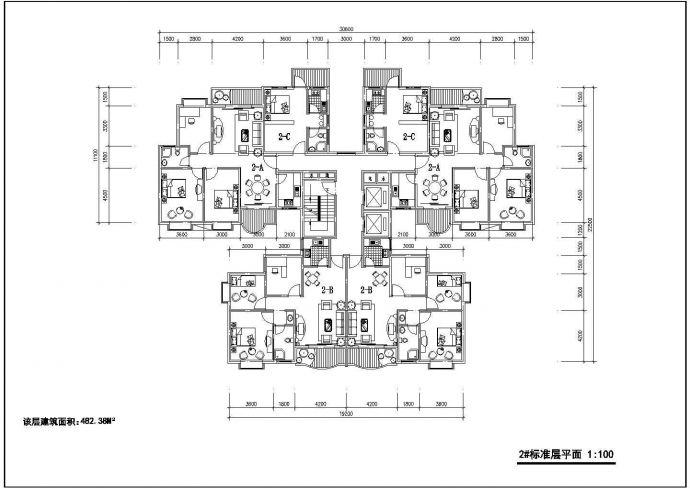 某地区多层公寓建筑多层户型详细设计施工方案CAD图纸_图1
