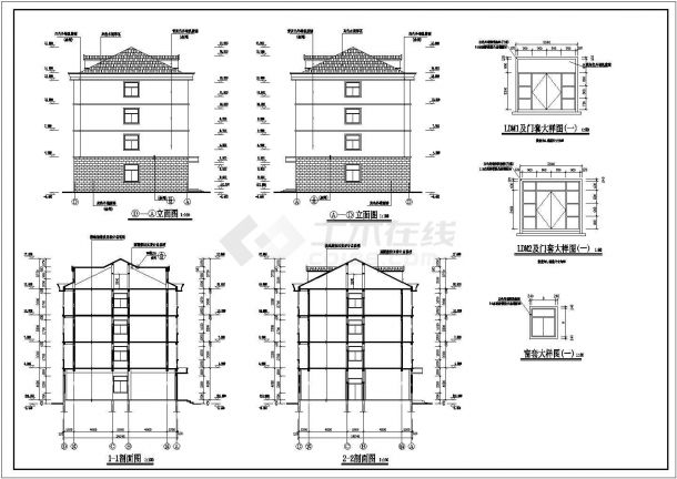 某地区多层宿舍楼建筑详细设计施工方案CAD图纸-图二