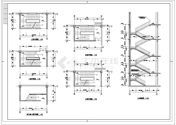 某小区超市建筑设计施工cad图-图一