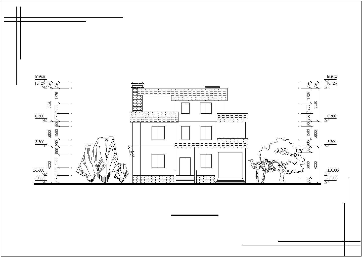 某地区村镇别墅竞赛.院建筑详细设计施工方案CAD图纸