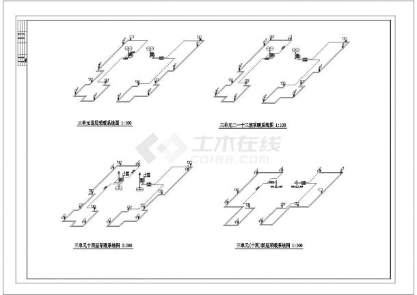 办公楼设计_高层办公楼建筑采暖系统设计cad施工图-图一