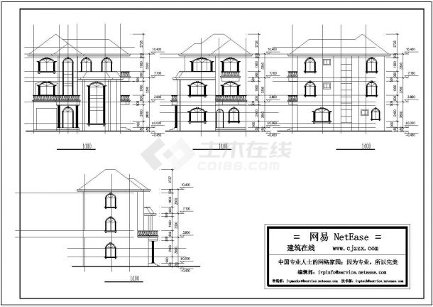 某地多层别墅建筑设计CAD图-图二