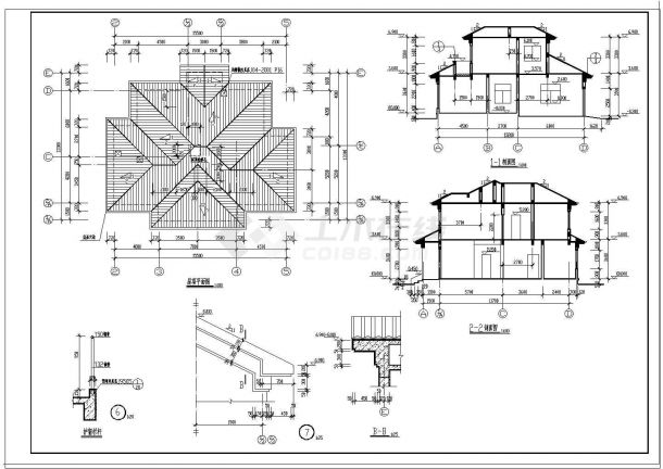 成都某砖混结构别墅设计CAD详细构造大样图纸平面图-图二