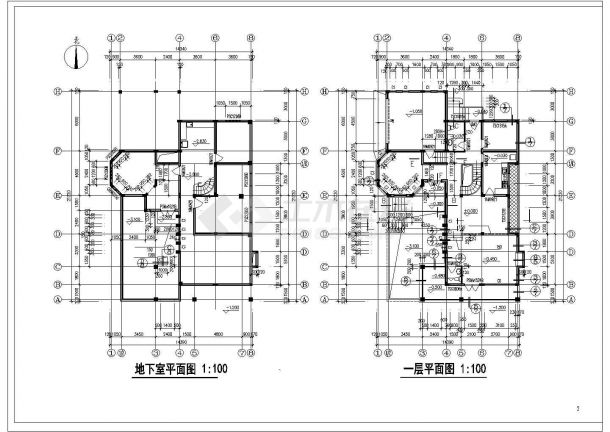 两层独立豪华别墅设计CAD施工图-图二
