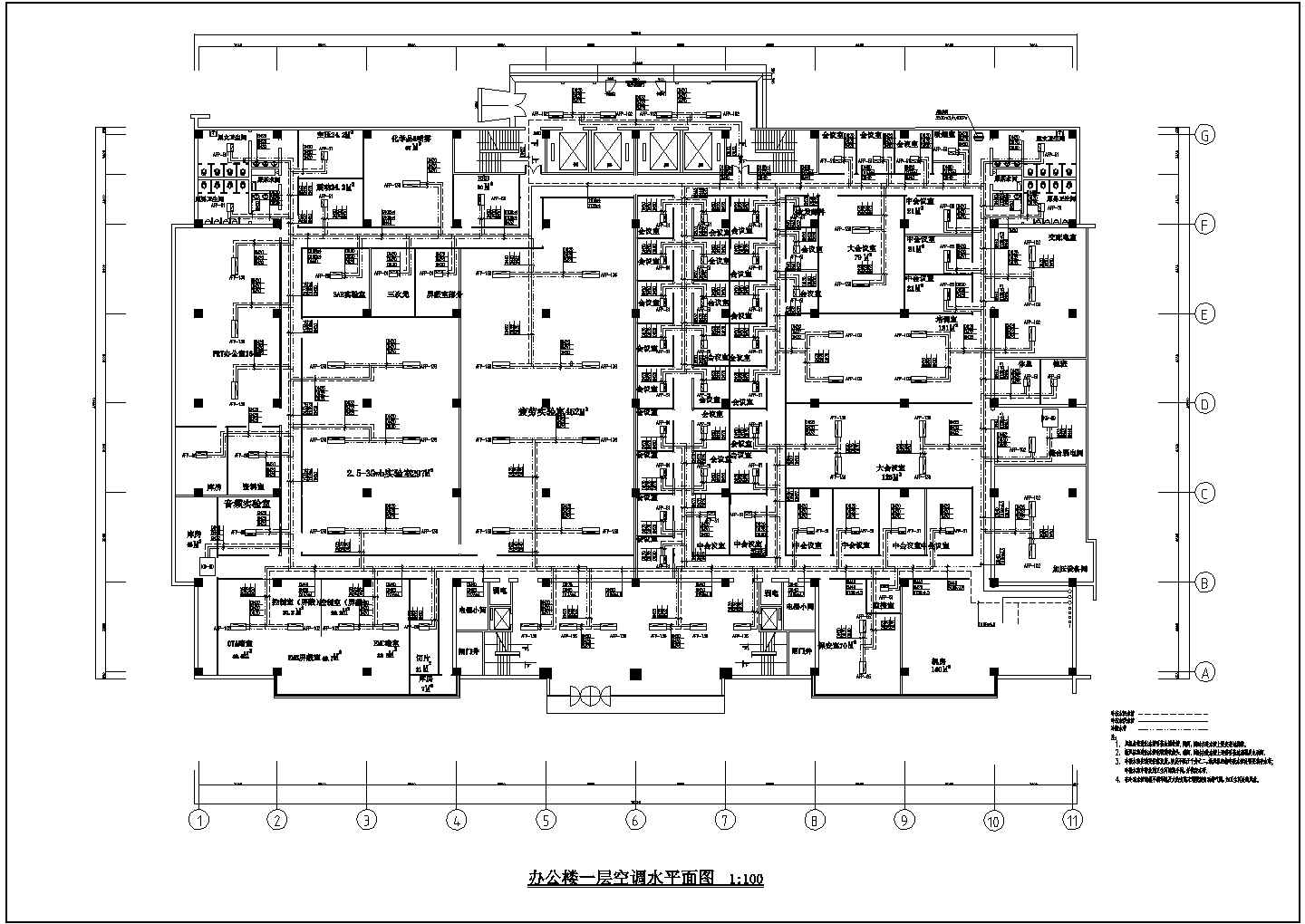 某物业办公楼空调系统设计cad施工图（含设计说明）
