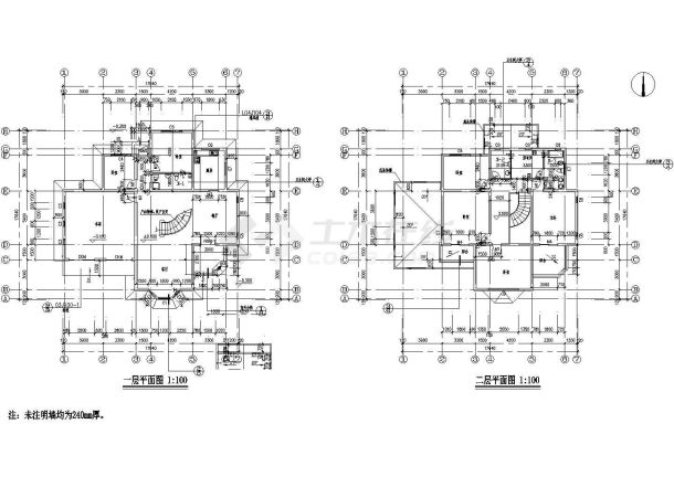 某348㎡两层砖混结构建筑施工图纸-图二