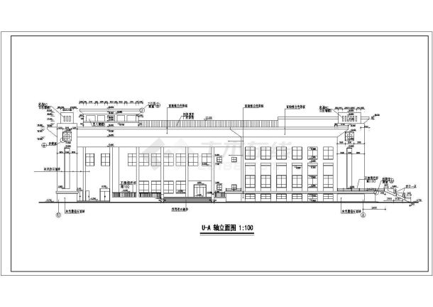 某地区大学礼堂建筑设计cad图-图二