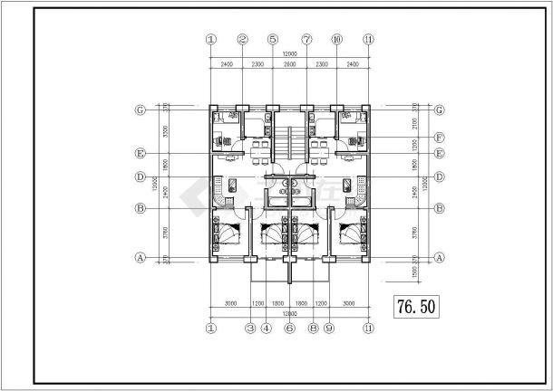 某地区住宅楼建筑户型详细设计施工方案CAD图纸-图二